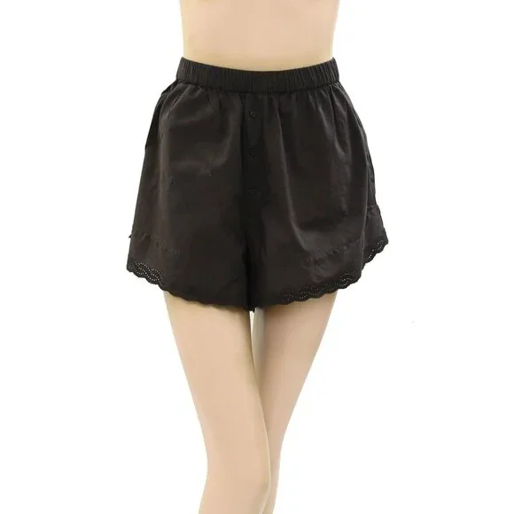 The Great Sleep The Eyelet Tap Shorts Lace High Waisted Cotton Pull-on L 272463 - Picture 7 of 10